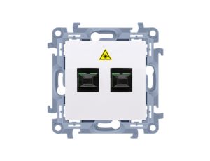 Simon 10 Gniazdo światłowodowe optyczne podwójne SC/APC biały CGS2.01/11