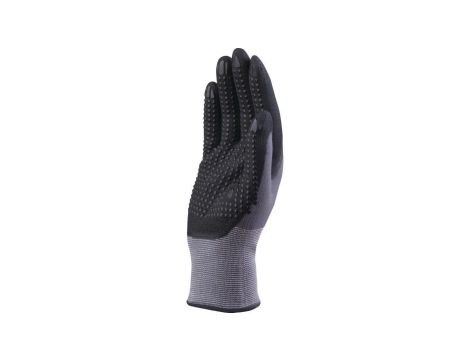 Rękawice dziane z poliamidu spandex (100) dłoń powlekana nitrylem kropki nitrylowe ścieg 15 kolor szaro-czarny rozmiar 9 MAIN