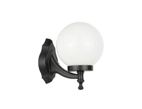 Kinkiet zewnętrzny Kule Classic K 3012/1/K 200 OP, E27 max 60W, kolor czarny, klosz biały 0438621