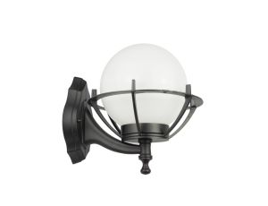 Kinkiet zewnętrzny Kule z koszykiem 200 K 3012/1/KPO OP, E27 max 60W, kolor czarny, klosz biały 0438621