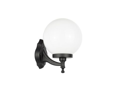 Kinkiet zewnętrzny Kule Classic K 3012/1/K 250 OP, E27 max 60W, kolor czarny, klosz biały 0438621