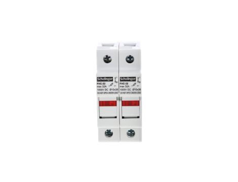 PODSTAWA BEZPIECZNIKOWA 2-POLOWA DO WKŁADEK 10x38 1000V DC MAX. 32A Z KONTROLKĄ