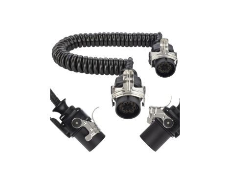Przewód spiralny QLY-s kabel do naczepy zakończony wtykami 7-pin do systemu EBS / ABS 24V 4m