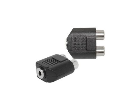 Przejście Adapter Audio AUX mini Jack 3,5mm Stereo (gniazdo) / 2x RCA Cinch (gniazdo) czarny