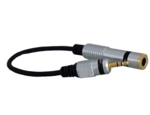 VITALCO JP200 Przejście Adapter Audio AUX mini Jack 3,5mm Stereo (wtyk) / Jack 6,3mm Stereo (gniazdo) pozłacany na kablu 15cm