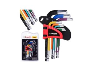 Klucze imbusowe zestaw 9szt. HEX krótkie 1,5-10mm imbus pokryty gumą - Schmith