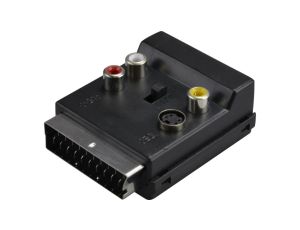 Przejście Adapter EURO SCART (wtyk 21-pin) / 3x RCA Cinch (gniazdo) + S-Video (gniazdo) + EURO SCART (gniazdo 21-pin)