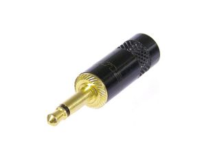 Wtyk Audio AUX mini Jack 3,5mm Mono na kabel do 4,5mm pozłacany czarny NYS226BG