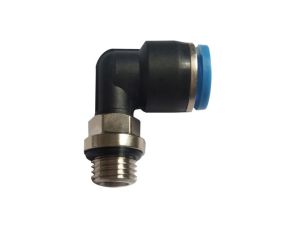 Złączka wtykowa kątowa z gwinem metrycznym M22X1,5 GZ do węża fi 12 mm, mosiądz niklowany