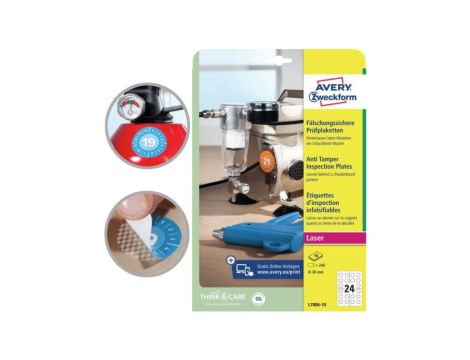 Etykiety inspekcyjne AVERY Zweckform L7806-10 (30mm x 30mm Folia, Poliester kolor biały)