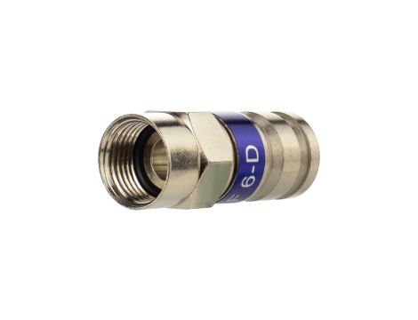 Wtyk antenowy F kompresyjny HQ niebieski na przewód RG6 TC6 Trishield 3SH75