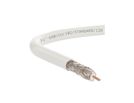 Przewód antenowy 75ohm RG6 2xSHIELD 1,02/4,7/6,9 TC6 Cu ekran 80 biały klasa A /305m/