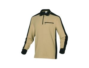 Polo mach spirit z długimi rękawami z siatki bawełnianej (100) 210 g/m? kolor beżowo-czarny rozmiar XXL CORP M5POLBEXX