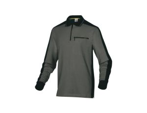 Polo mach spirit z długimi rękawami z siatki bawełnianej (100) 210 g/m? kolor szaro-czarny rozmiar 3XL CORP M5POLGR3X