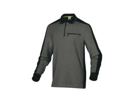 Polo mach spirit z długimi rękawami z siatki bawełnianej (100) 210 g/m? kolor szaro-czarny rozmiar 3XL CORP M5POLGR3X