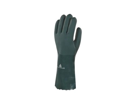 Rękawica z PVC na wkładzie z bawełnianego dżerseju podwójnie zamaczana. dł. 35 cm kolor zielony rozmiar 9 MAIN PVCGRIP35VE09