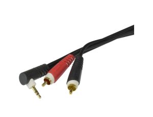 KLOTZ Kabel Audio AUX mini Jack 3,5mm Stereo (wtyk kątowy) / 2x RCA Cinch (wtyk) 2m