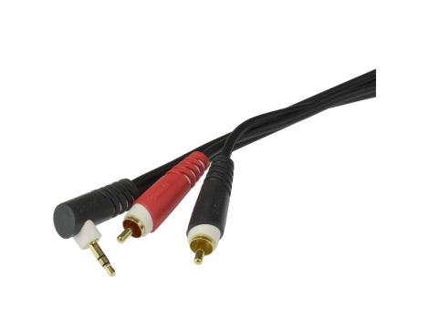 KLOTZ Kabel Audio AUX mini Jack 3,5mm Stereo (wtyk kątowy) / 2x RCA Cinch (wtyk) 2m