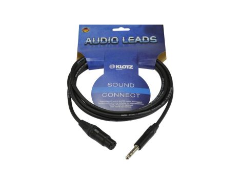 KLOTZ Kabel mikrofonowy XLR (gniazdo) / Jack 6,3mm Stereo (wtyk) 3m