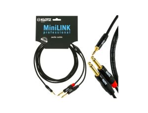 KLOTZ Kabel Audio mini Jack 3,5mm Stereo (wtyk) / 2x Jack 6,3mm Mono (wtyk) 1,5m