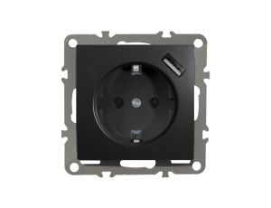 QUADRA Gniazdo SCHUKO USB czarne matowe