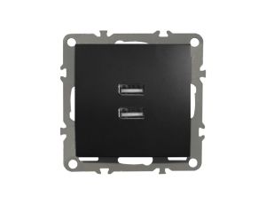 QUADRA Gniazdo 2x USB 2.1A czarne matowe