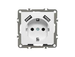 QUADRA Gniazdo SCHUKO +2x USB białe