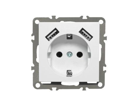 QUADRA Gniazdo SCHUKO +2x USB białe