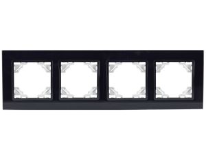 QUADRA Ramka poczwórna szklana czarna