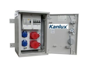 Rozdzielnica budowlana na elewację (2X2P+Z, 1X16A/5P, 1X32A/5P) KANLUX RB26x40-K40-00112W-E0_KANLUX