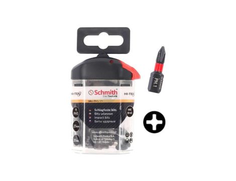 Bity udarowe PH1 25mm 20szt zestaw BIT krzyżowy / philips - Schmith