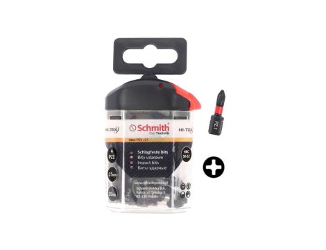 Bity udarowe PZ1 25mm 20szt zestaw BIT krzyżowy - Schmith