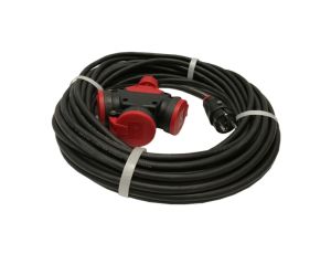 Przedłużacz budowlany jednofazowy elCORD 16A 230V IP44 20m H07RN-F 3G1,5 z wtyczką uni-schuko i potrójnym gniazdem 32125200