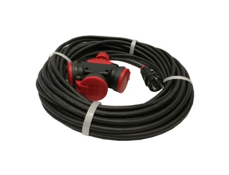 Przedłużacz budowlany jednofazowy elCORD 16A 230V IP44 10m H07RN-F 3G1,5 z wtyczką uni-schuko i potrójnym gniazdem 32125100