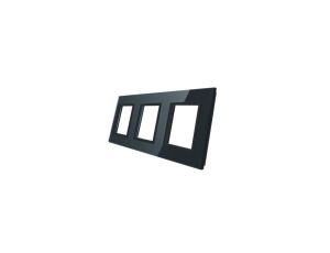 Livolo POTRÓJNA CZARNA RAMKA SZKLANA 222 x 80mm Livolo-GPF-3-62