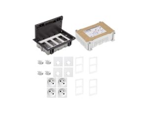 KONTAKT SIMON FLOOR BOX puszka podłogowa 4x gniazdo pojedyncze z/u + 4x gniazdo RJ45 kat. 6 nieekranowany + kaseta do wylewki