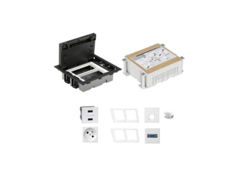 KONTAKT SIMON FLOOR BOX puszka podłogowa 1x gniazdo pojedyncze z/u + 1x USB ładowania + 1x gniazdo RJ45 kat. 6 + 1x VGA + kaseta