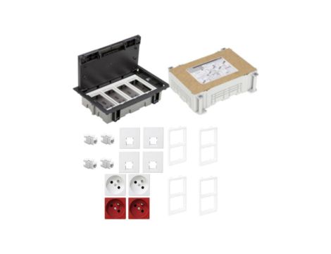 KONTAKT SIMON FLOOR BOX puszka podłogowa 2x gniazdo pojedyncze z/u + 2x DATA + 4x gniazdo RJ45 kat. 6 nieekranowany + kaseta do