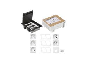 KONTAKT SIMON FLOOR BOX puszka podłogowa 5x gniazdo pojedyncze z/u + 1x gniazdo RJ45 kat.6 nieekranowane + kaseta do wylewki