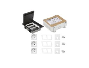 KONTAKT SIMON FLOOR BOX puszka podłogowa 3x gniazdo pojedyncze z/u + 3x gniazdo RJ45 kat.6 nieekranowane + kaseta do wylewki