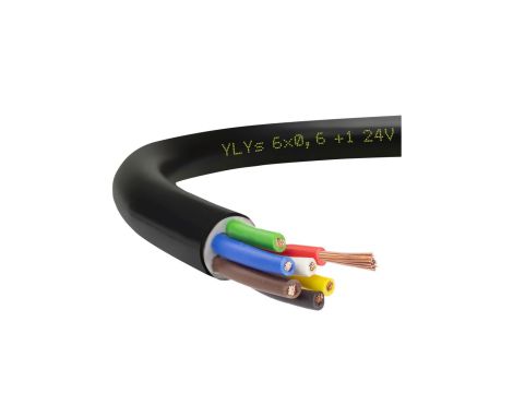 Przewód przyczepowy samochodowy YLYs 6x0,6 + 1x1 24V Elektrokabel /500m/