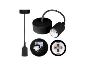 Lampa wisząca zwis sufitowy E27 silikonowa czarna