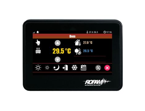 Panel dotykowy, 4,3” TFT LCD, pojemnościowy, montaż na płaskim podłożu, złącza stałe, kolor czarny