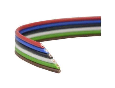 Przewód wstążkowy montażowy TLWY 6x0,22 150V kolorowy Technokabel /50m/