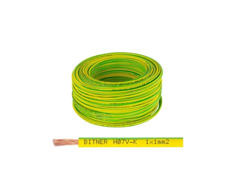 Przewód instalacyjny BiTOne H05V-K / LgY 0,75 500V żółto-zielony linka giętka Bitner /100m/