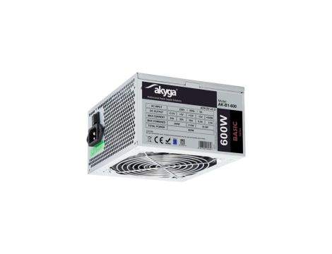 Zasilacz ATX 600W Akyga AK-B1-600 P4 PCI-E 6+2 pin 4x SATA 2x Molex PPFC FAN 12cm
