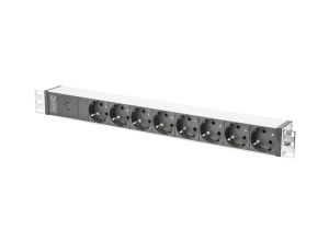 Listwa zasilająca PDU 19 Rack 8x gniazdo schuko 2m 1x wtyk C14 10A aluminiowa DN-95410