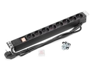 Listwa zasilająca RACK 19 1U 8 gniazd z wyłącznikiem 1,8m