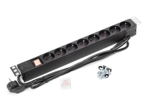 Listwa zasilająca RACK 19 1U 8 gniazd z wyłącznikiem 1,8m