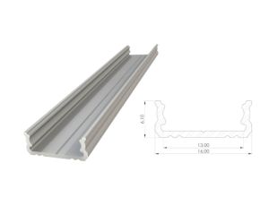 Profil ALU nawierzchniowy 6,1mm, anodowany srebrny, dł. 1000mm, max. szer. taśmy 12mm
